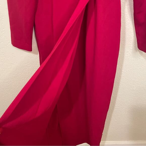 Vintage Rena Rowan for Saville Red Long Sleeve Faux Wrap Maxi Dress Size 8 - Picture 9 of 14